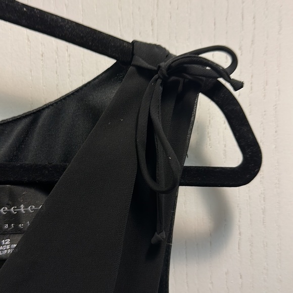 Connected Apparel Women's Lined Tea Length Dress  Black Mesh Over Black SZ 12 - Picture 6 of 6